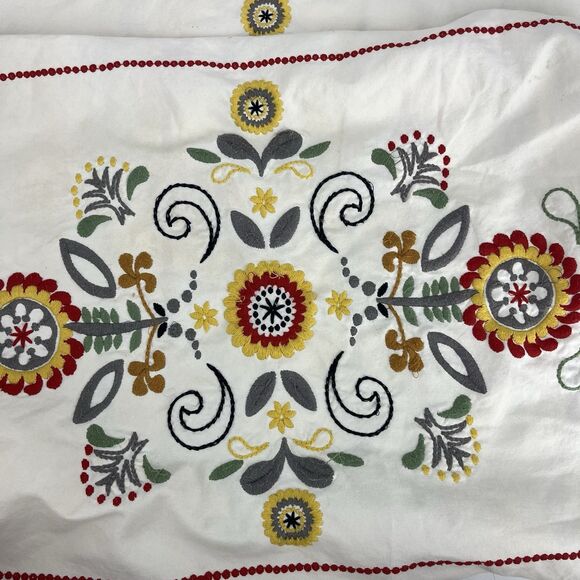 IKEA Akerkulla Lot of 2 Pillow Covers 20x24" Embroidered Floral Scandi Button - Picture 5 of 10
